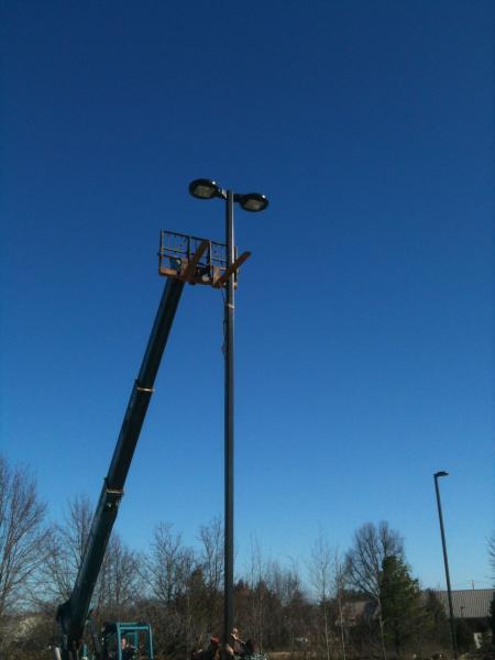 Raising pole lights.